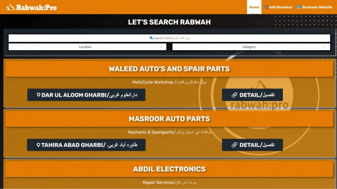 Screenshot der Website Rabwah:Pro